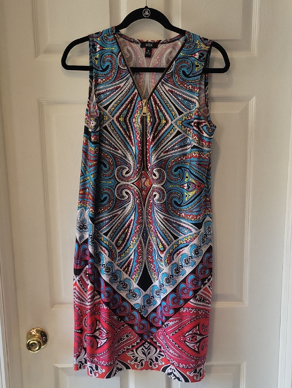 MSK Multicolor Paisley Zip-Front Mini Dress